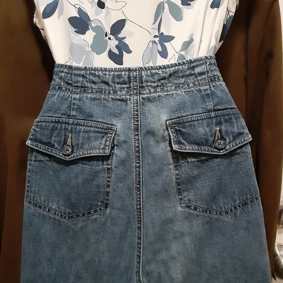 Vintage Y2K Eddie Bauer Sz 6 Blue Jeans * High-Waist Denim * Button Zip String - Picture 4 of 9